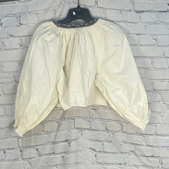 Re/Done Victorian crop top. Vintage Ivory, Size S - Picture 4 of 5